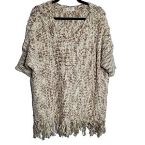 𝅺umgee Fringe Boho Poncho Sweater - Oversized